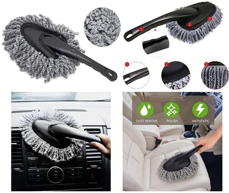 Multi-Functional Car Duster Cleaning Dirt Dust Clean Brush Dusting Tool Mop Gray