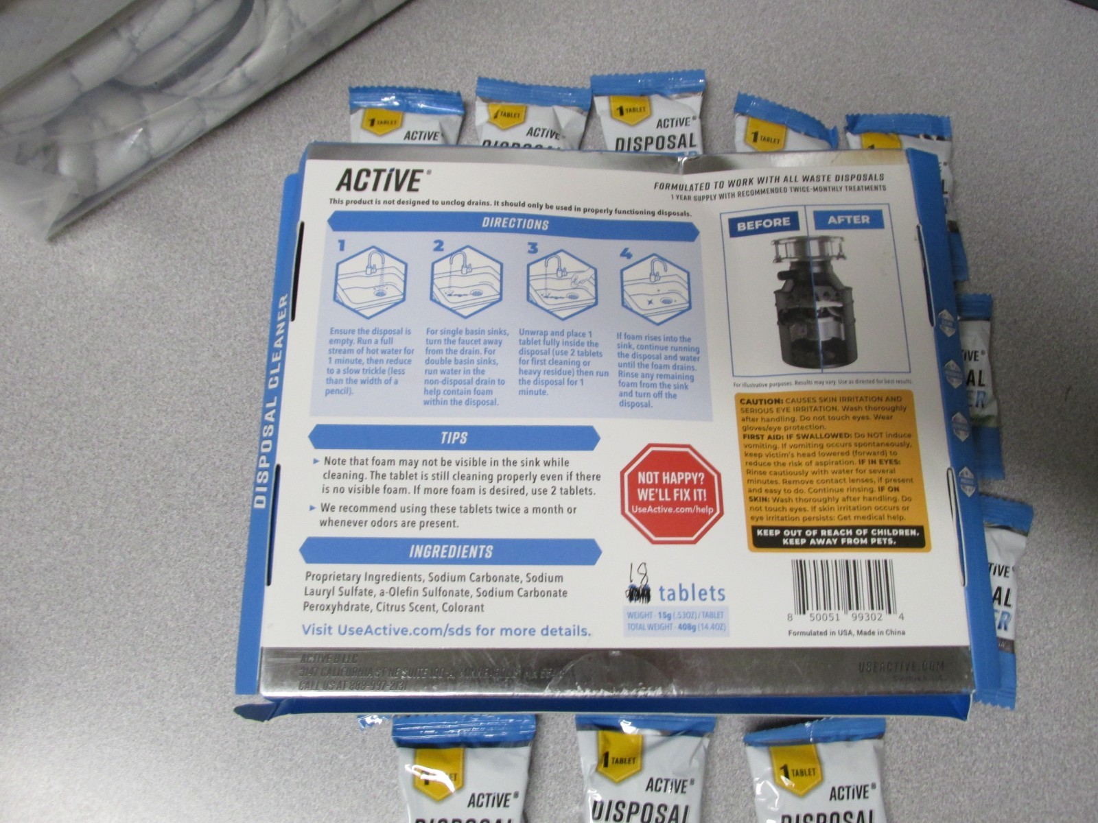Active 18ct. Tablets Disposal Cleaner Citrus Scent Open Box