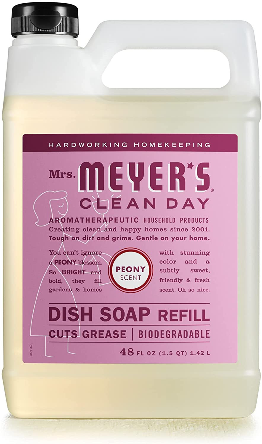 Mrs. Meyers Liquid Dish Soap Refill Biodegradable Formula Peony 48 fl. oz
