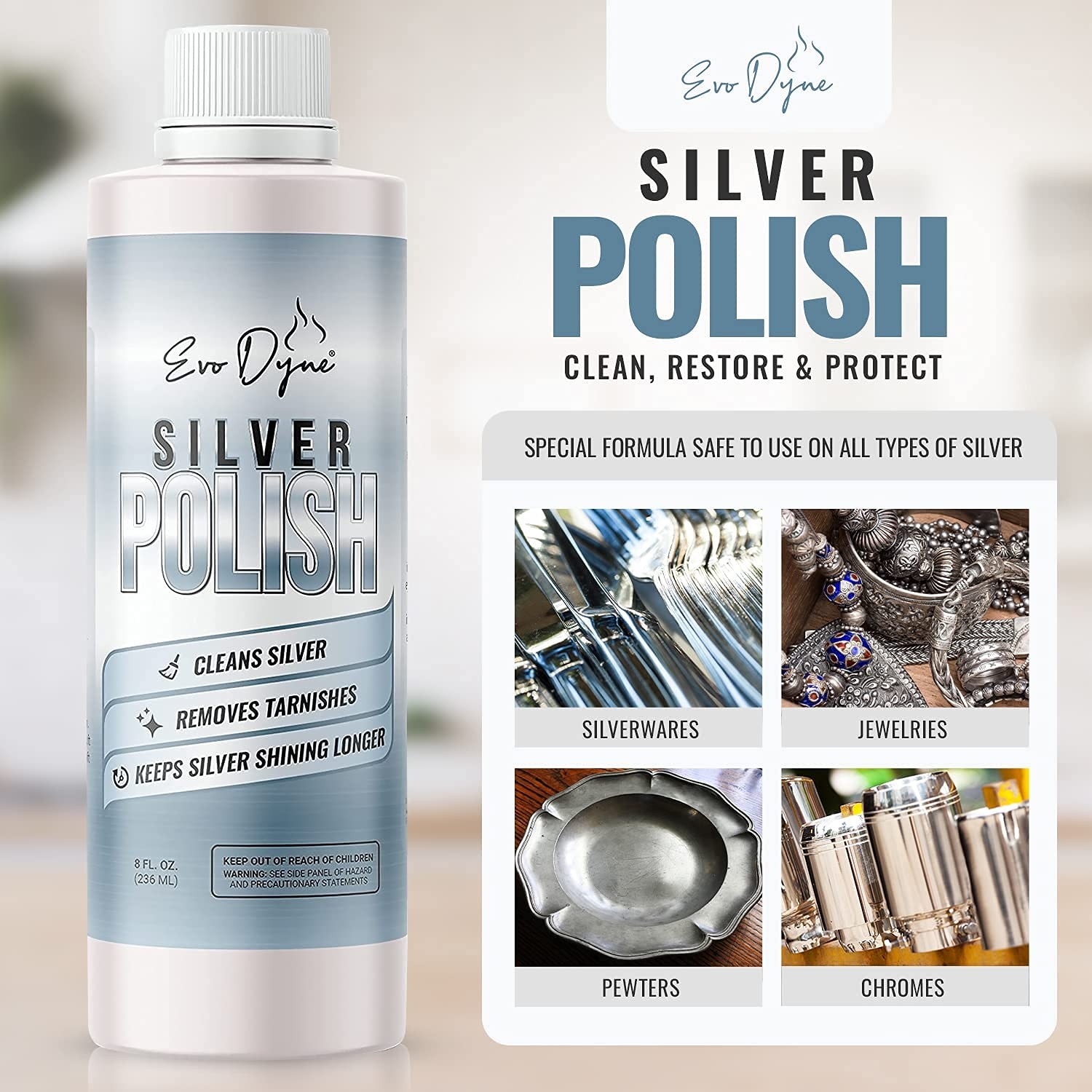 Silver Polish, Silver Cleaner (8-oz Bottle), Made in the USA | Silver Jewelry…