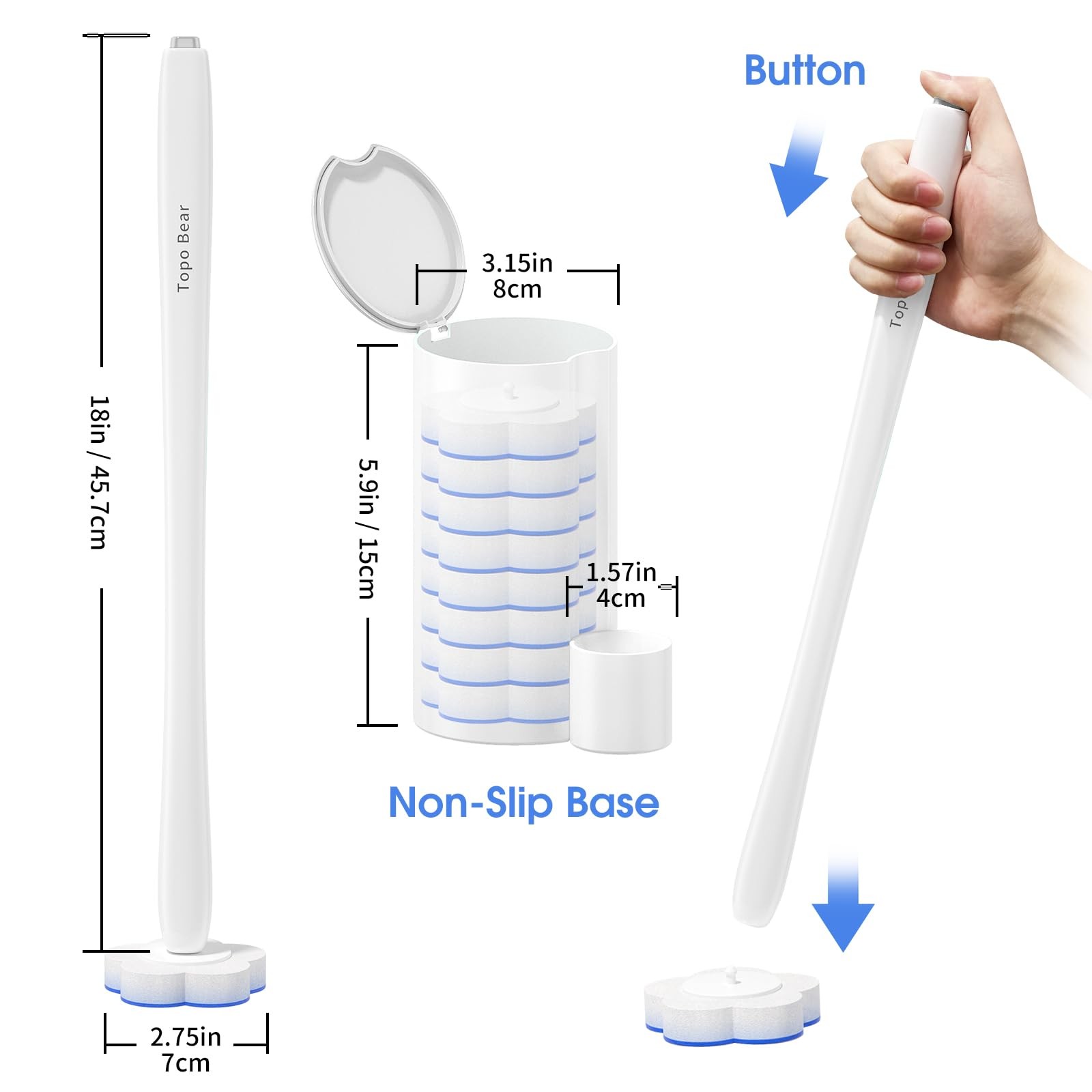 Disposable Bowl Brush with 40 Wand Refills, Bowl Cleaner Wands, Cleaning Syst…