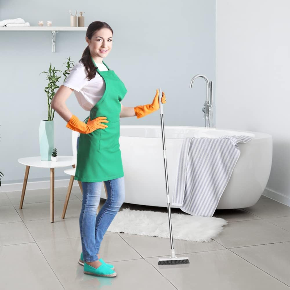 Floor Scrub Brush Bathroom Long Handle Bathtub Push Broom Shower Tile Grout S…