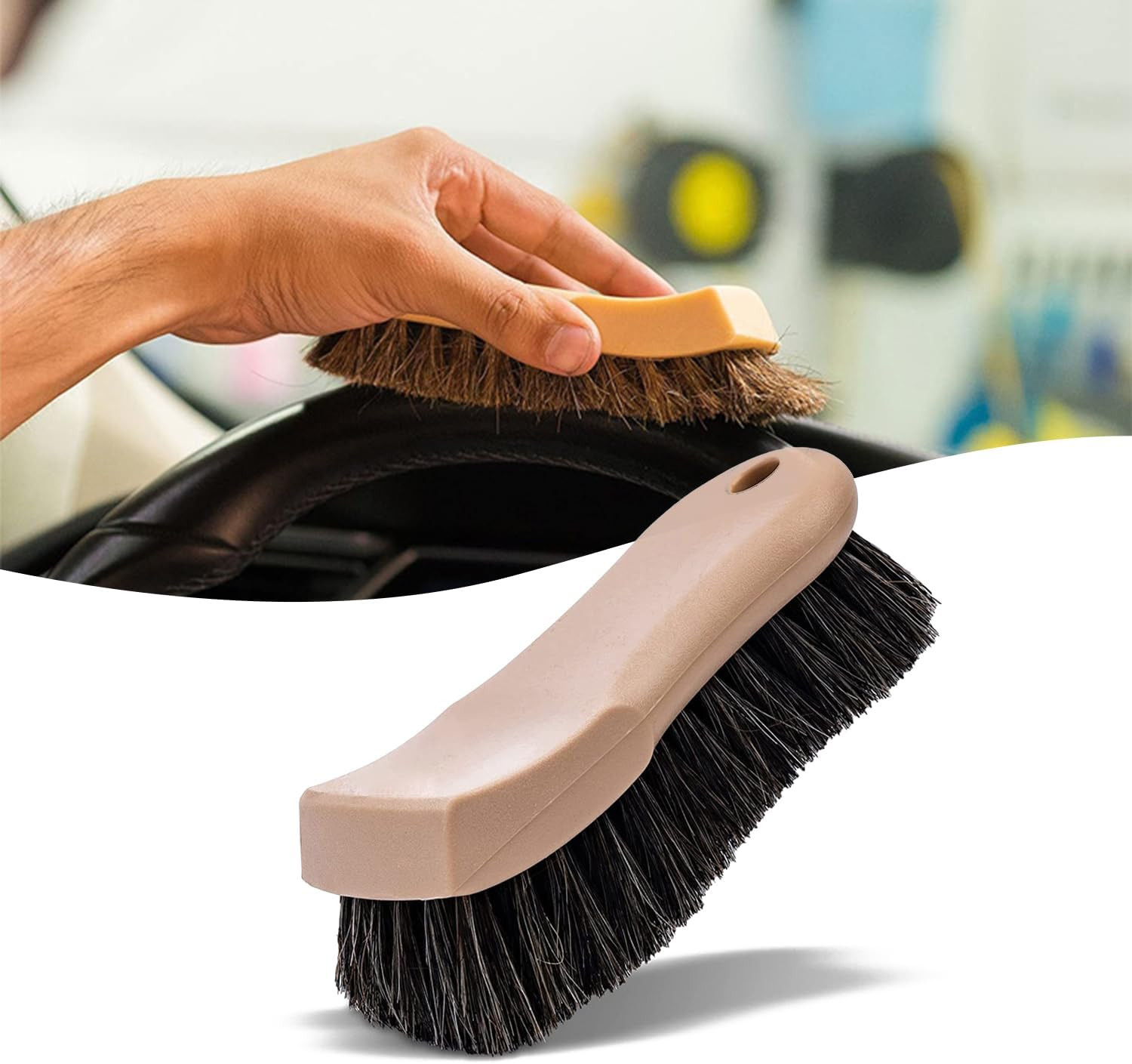 1 PC Car Interior Cleaning Brush, Car Wash Tools, Long Bristle Horse Hair Leathe