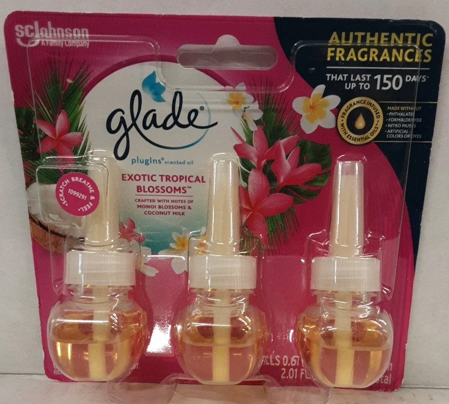 Glade Exotic Tropical Blossoms PlugIns Scented Oil Refills (3) Bs277