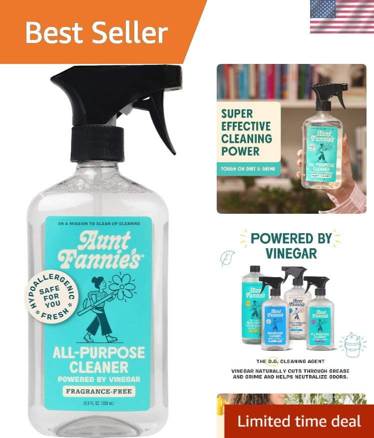 Natural Vinegar-Based Cleaner – Non-Toxic & Cruelty-Free, Fragrance-Free Spray