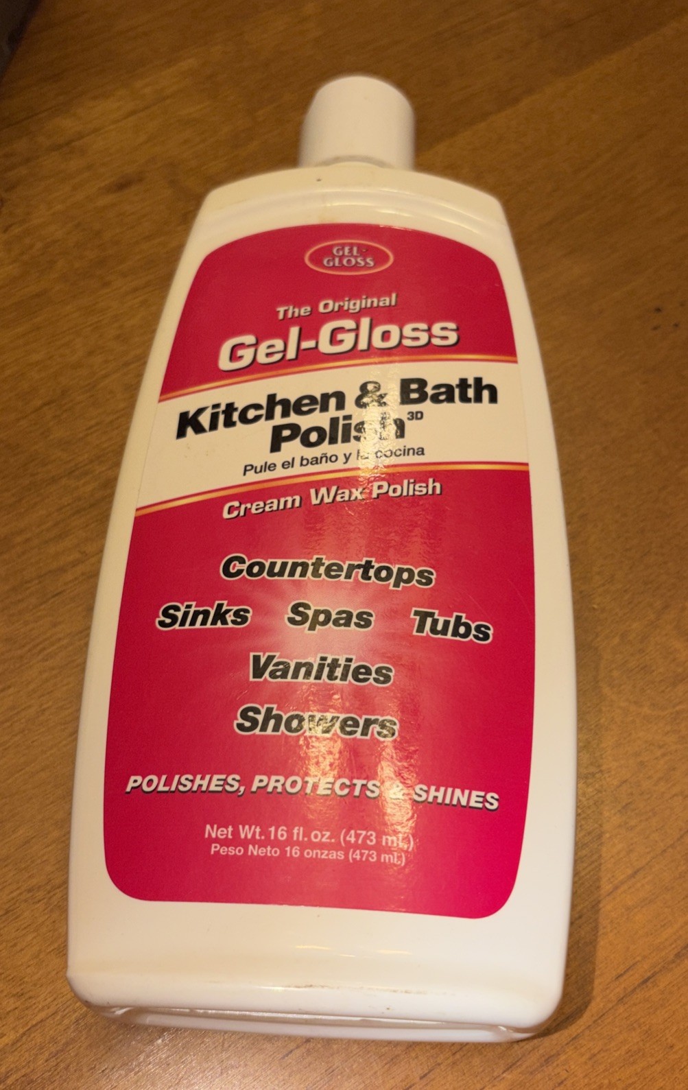 Gel-Gloss Kitchen & Bath Polish Cream Wax Cleaner Countertops Sinks 16 oz