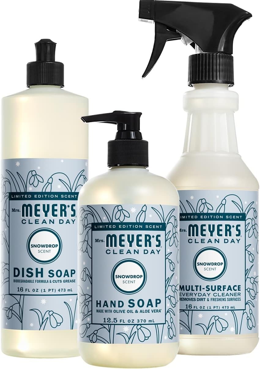 SET OF 3 Mrs. Meyer’s Kitchen Set, Dish Soap, Hand Soap, & Multi-Surface Cleaner