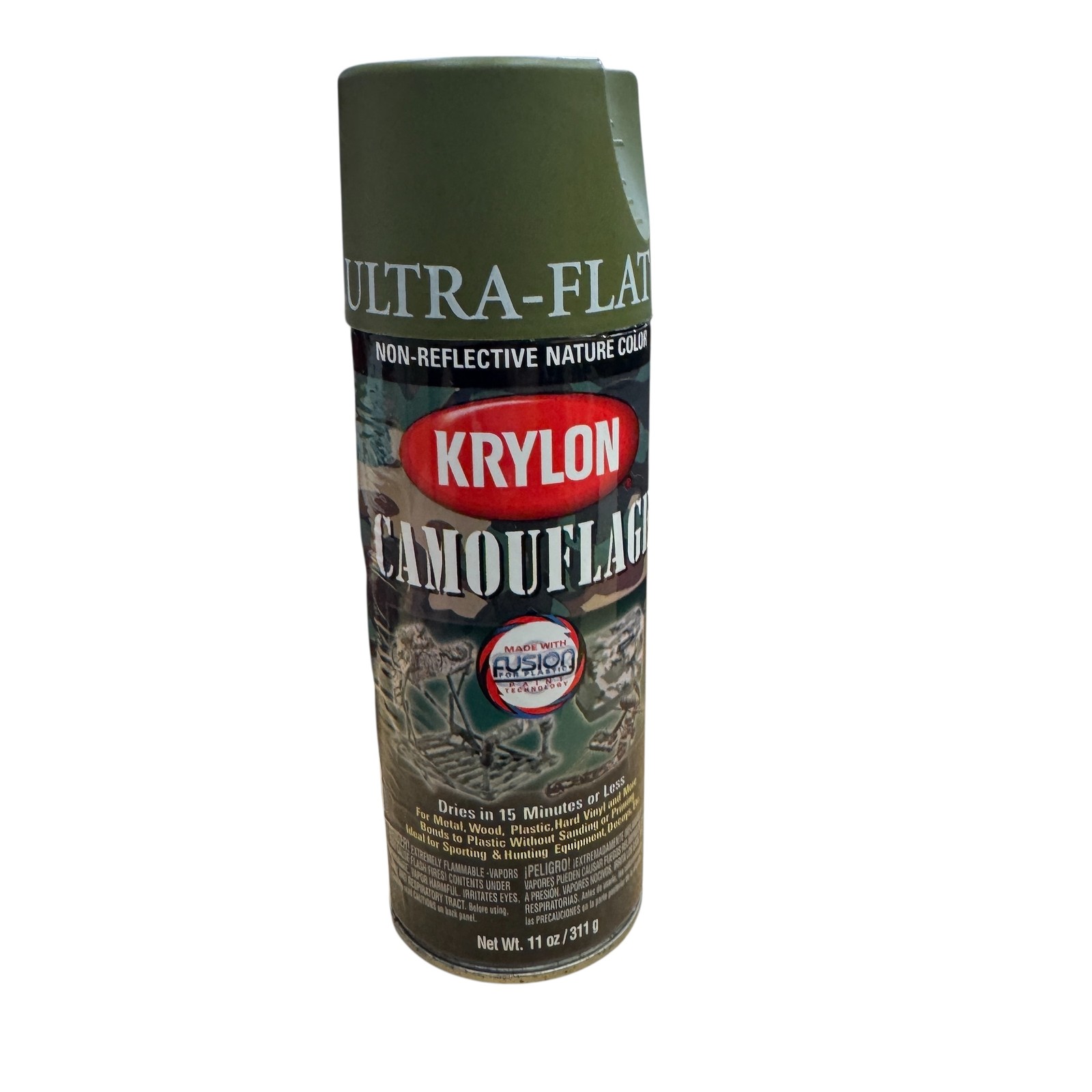 Krylon Ultra-Flat Camouflage Woodland Light Green Spray Paint 11oz Fusion for