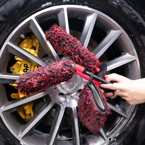 Metal Free Microfiber Wheel Brush Kit- Microfiber Angled 5 Pack (Red & Black)