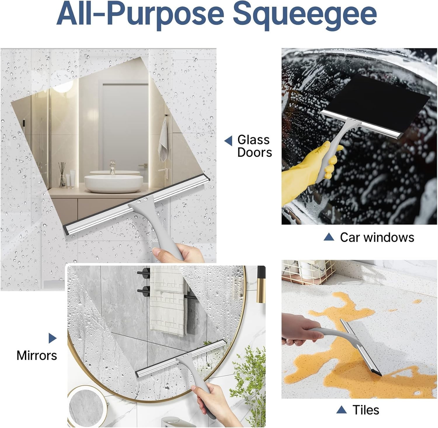 Squeegee for Glass Shower Doors Windows Mirrors Car 10 Inch All-Purpose