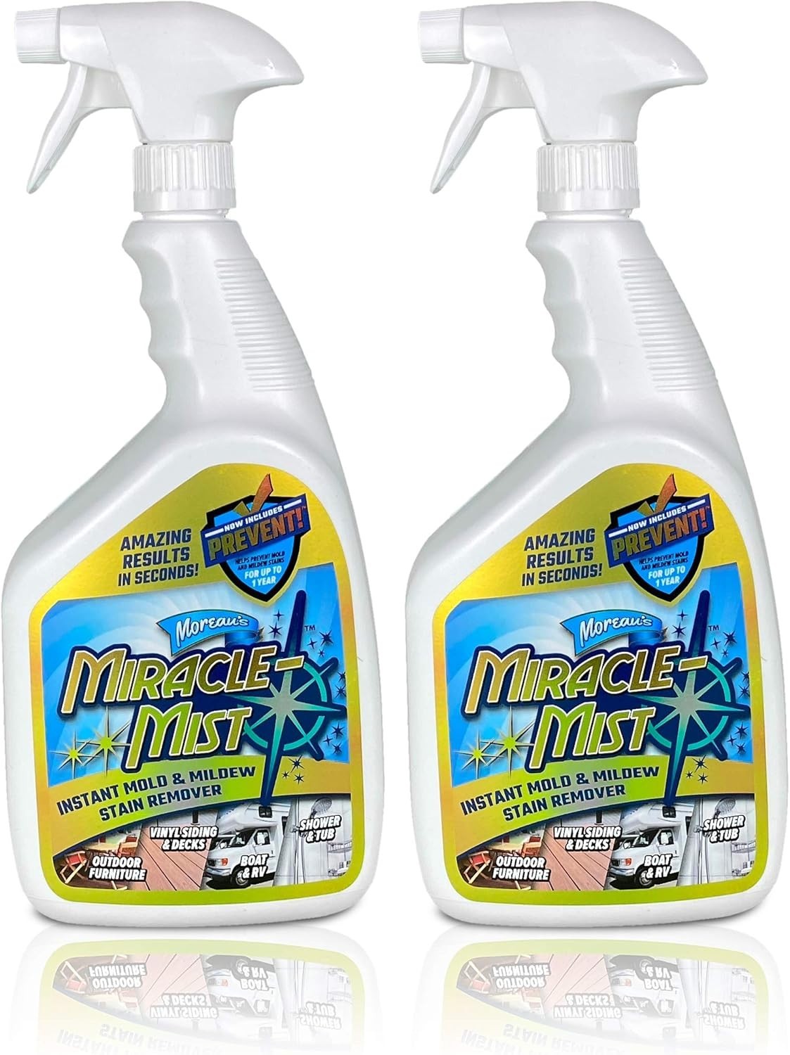 MiracleMist Instant Cleaner for Indoor and Outdoor Use, 32 oz | 2 Pack 64 OZ …