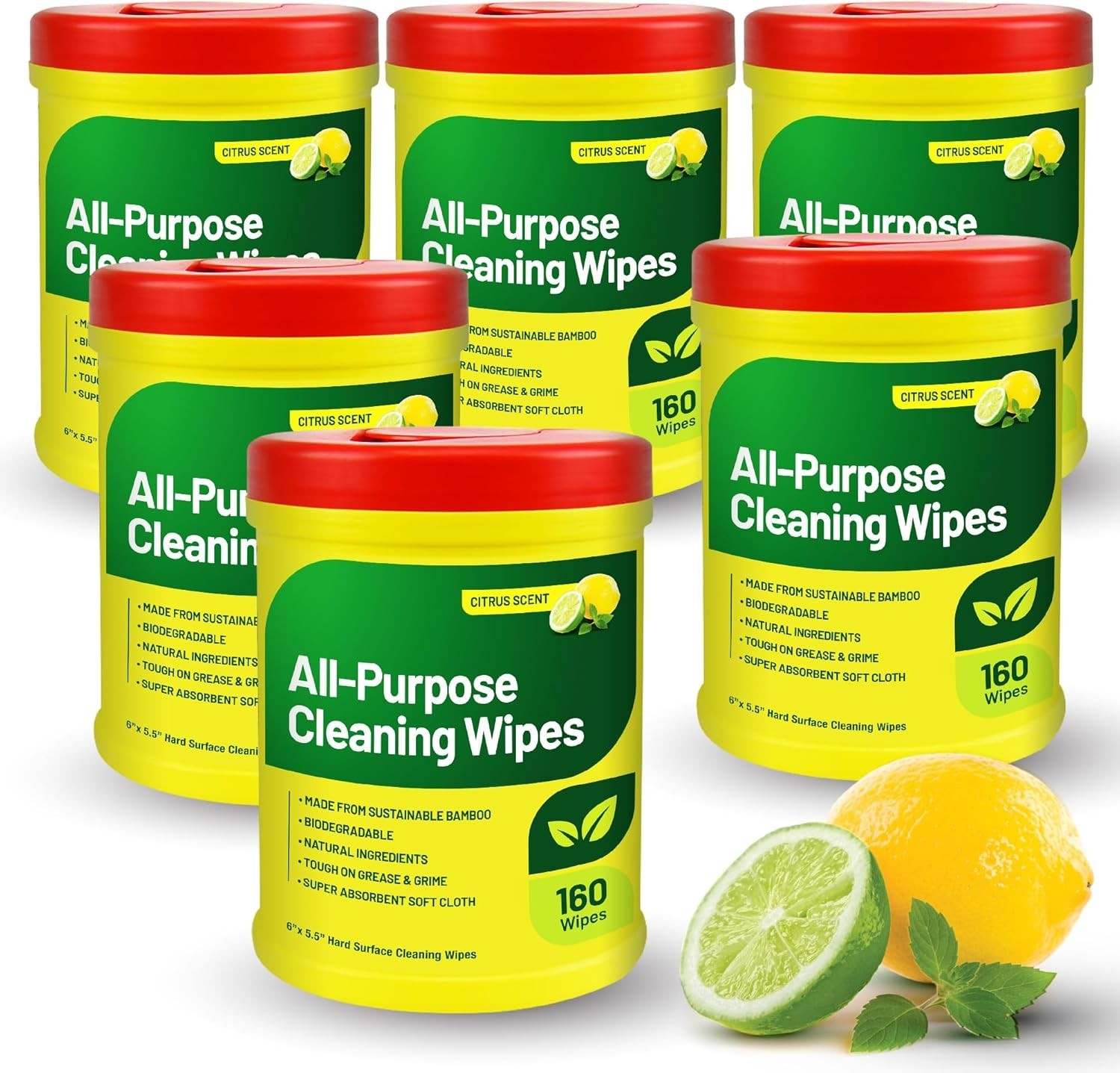Citrus Scented Biodegradable All-Purpose Cleaning Wipes – 960 Count Canister