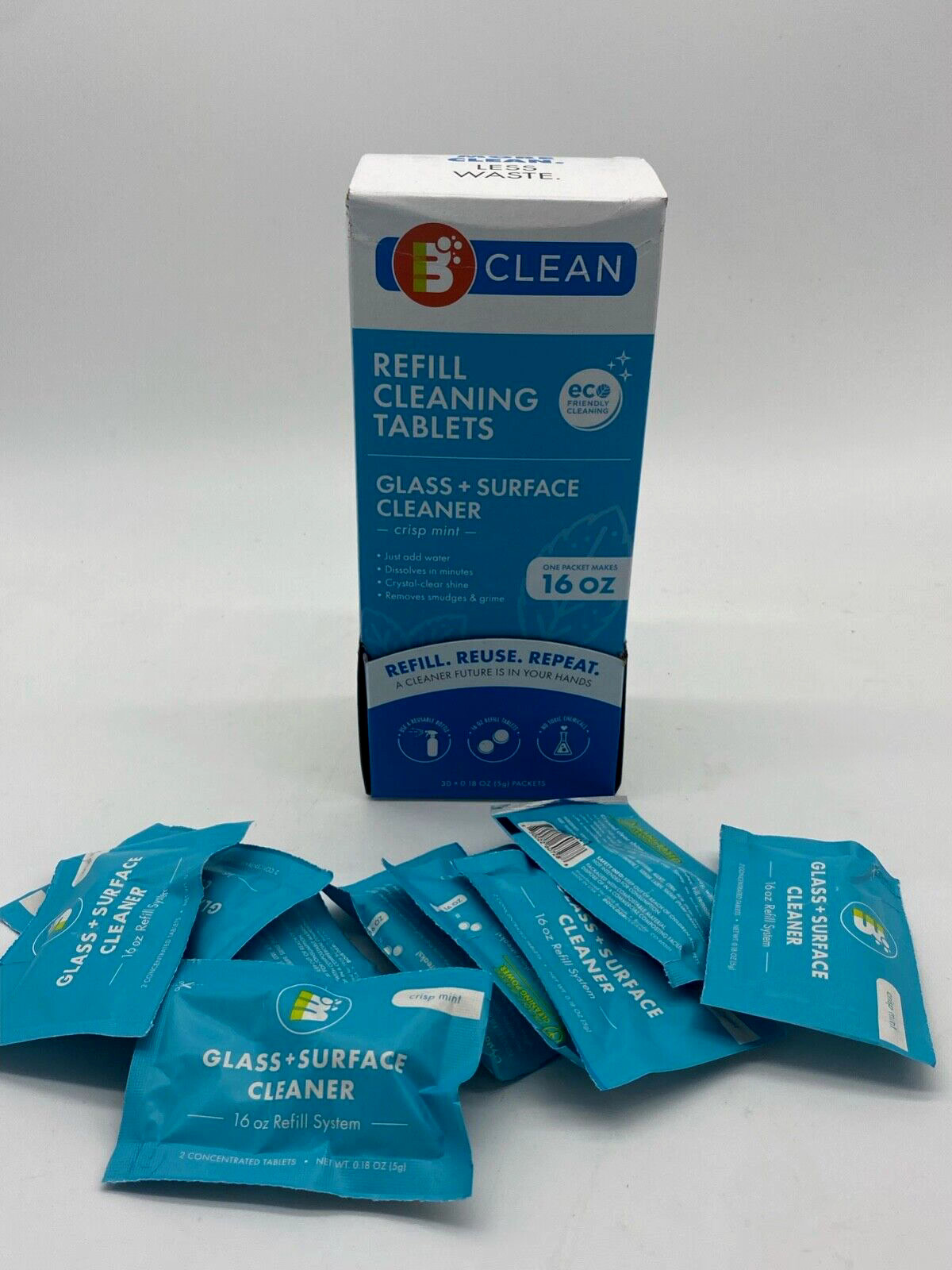 Boulder Clean+Glass Surface Cleaning Refill – 16oz, Includes 30 Tablet Packets