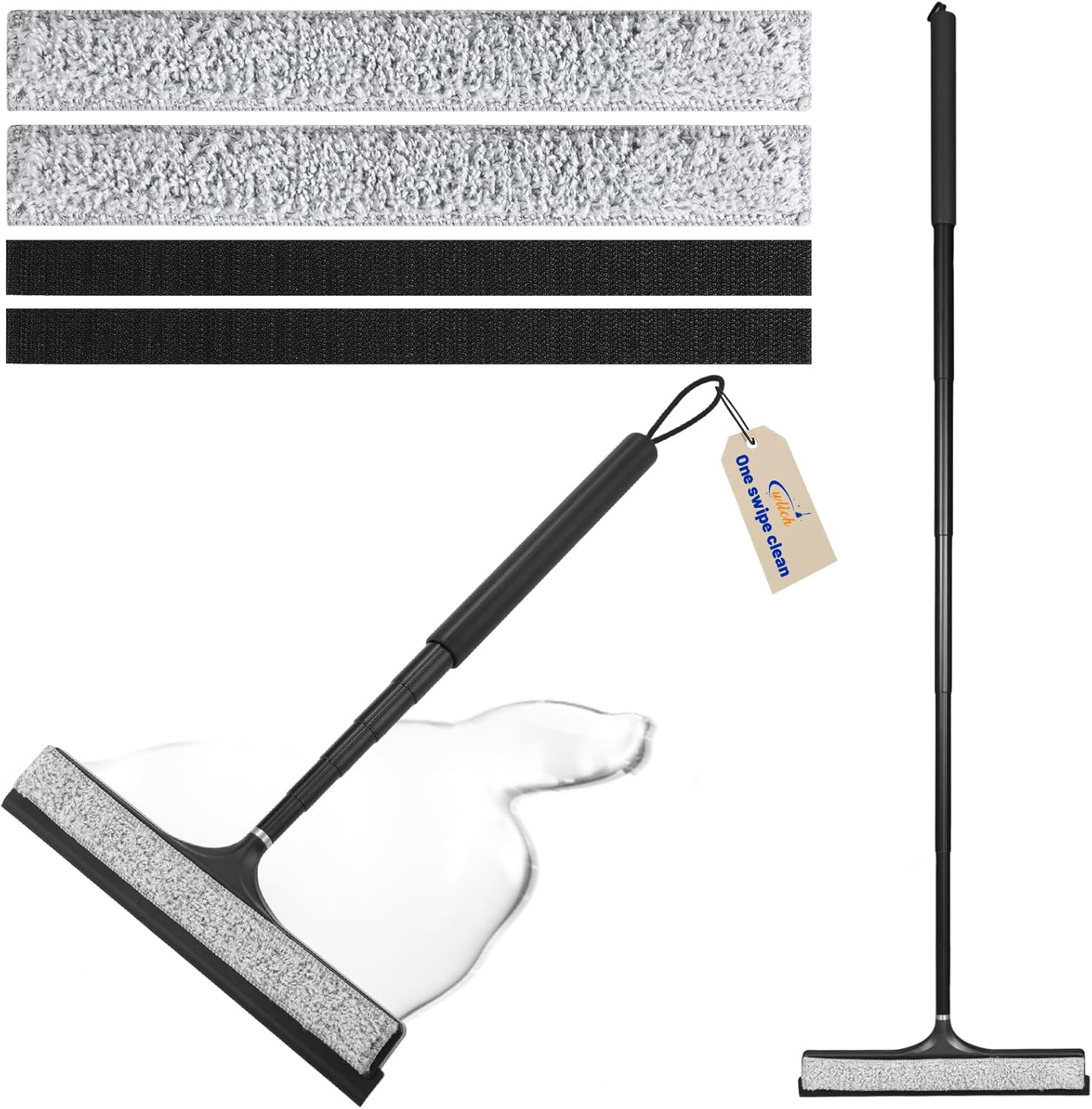 Shower Squeegee with Long Handle, Telescoping Window and Floor Extendable Squeeg