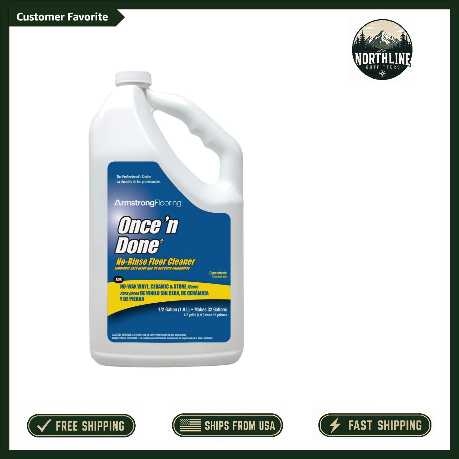 Armstrong Once ‘N Done Citrus Floor Cleaner 64 oz – No Rinse, Fresh & Effective