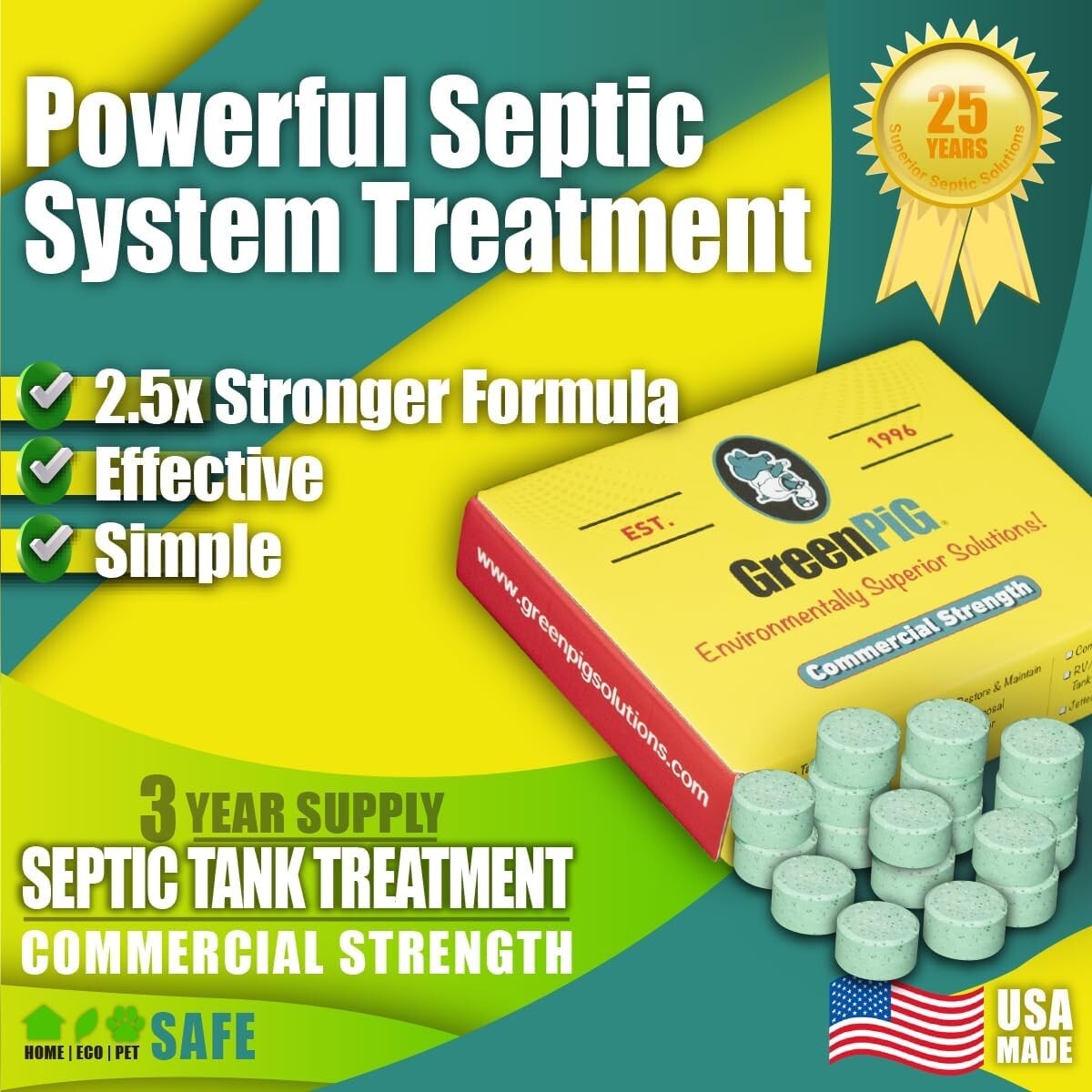 Commercial Strength Septic Treatment Pods – 18 Tablet Supply for 1,500 Gallons