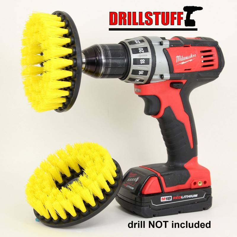 2 Pcs Carpet Brush with Drill Attachment, Medium Duty, Yellow
