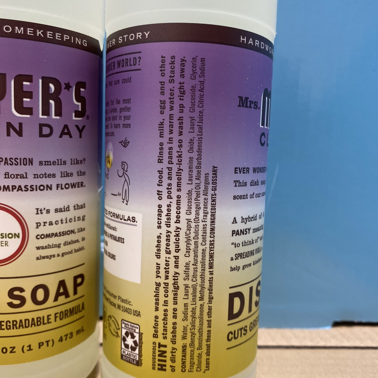 3Pack Of Mrs. Meyer’s Clean Day Compassion Flower Scent Liquid Dish Soap 16oz