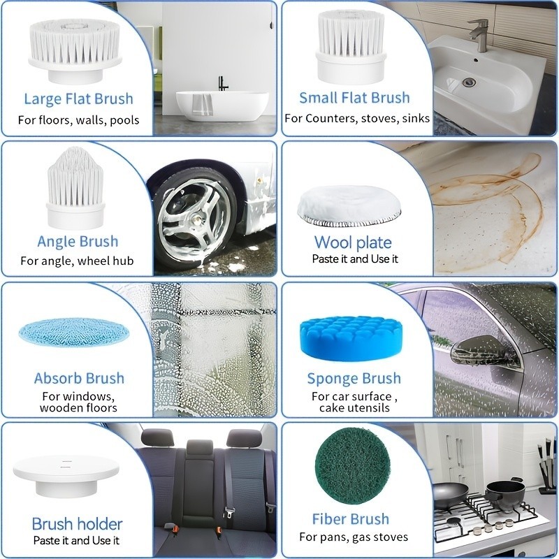 8 in 1 Electric Spin Scrubber for Bathroom, Tub, Tile, Kitchen FREE SHIPPING USA