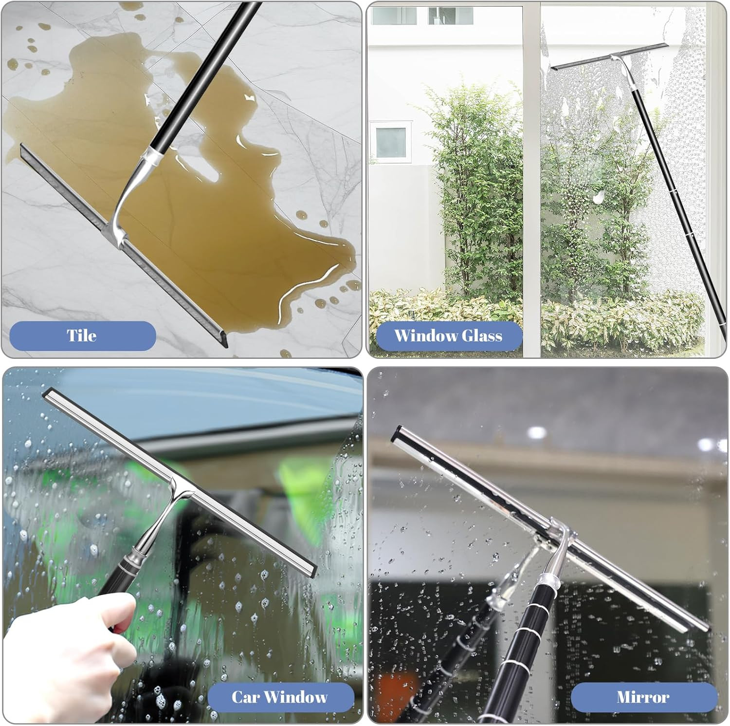 Shower Squeegee with Long Handle Window Squeegee with Extension Pole Squeegee fo