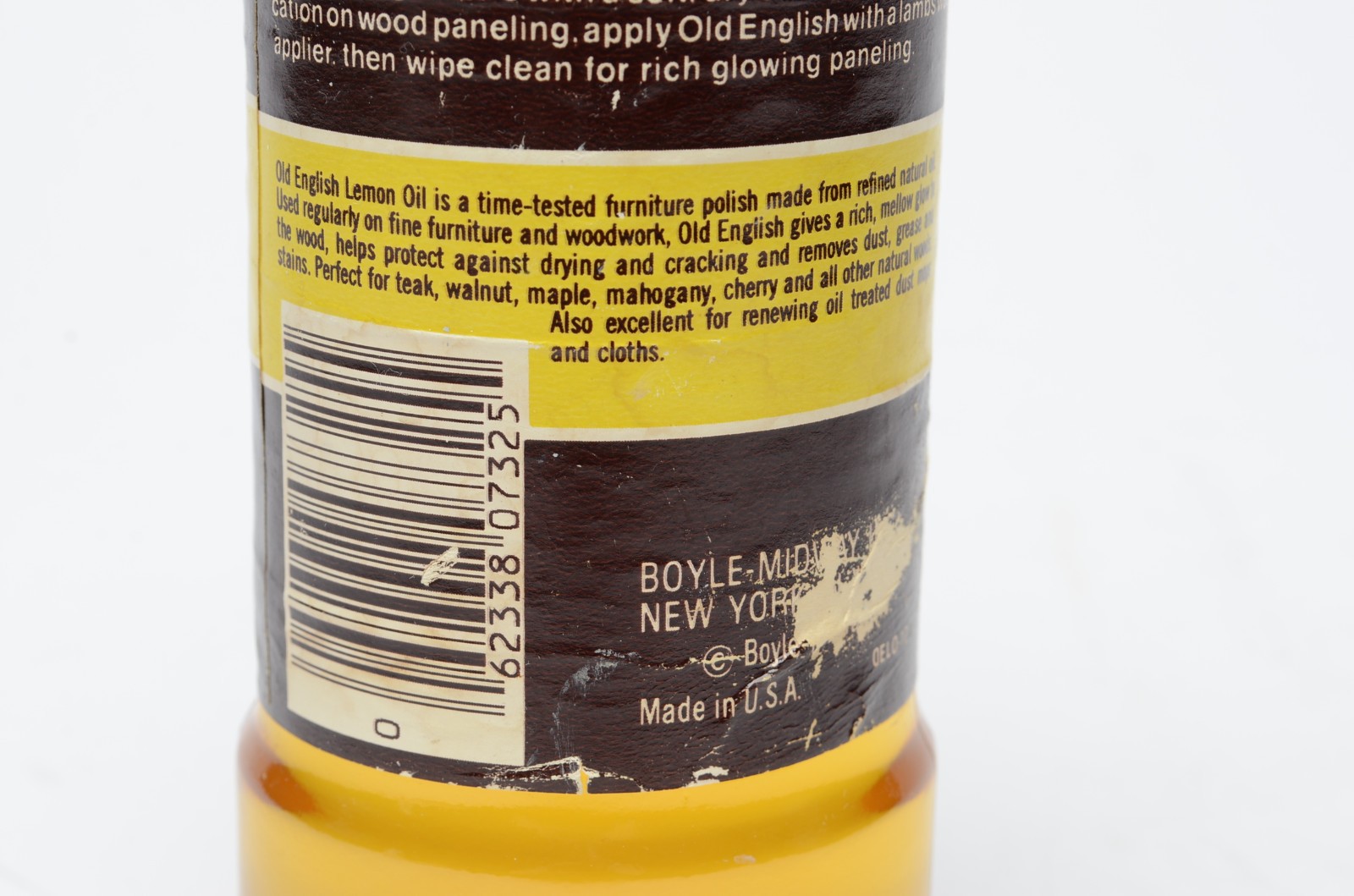 Old English Lemon Oil Furniture Polish 16 fl oz Approx 60% Full Glass Vintage
