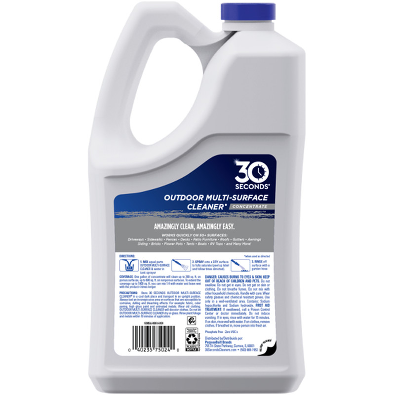 30 SECONDS Outdoor Multi-Surface Cleaner Concentrate – Cleans Stains from Mildew