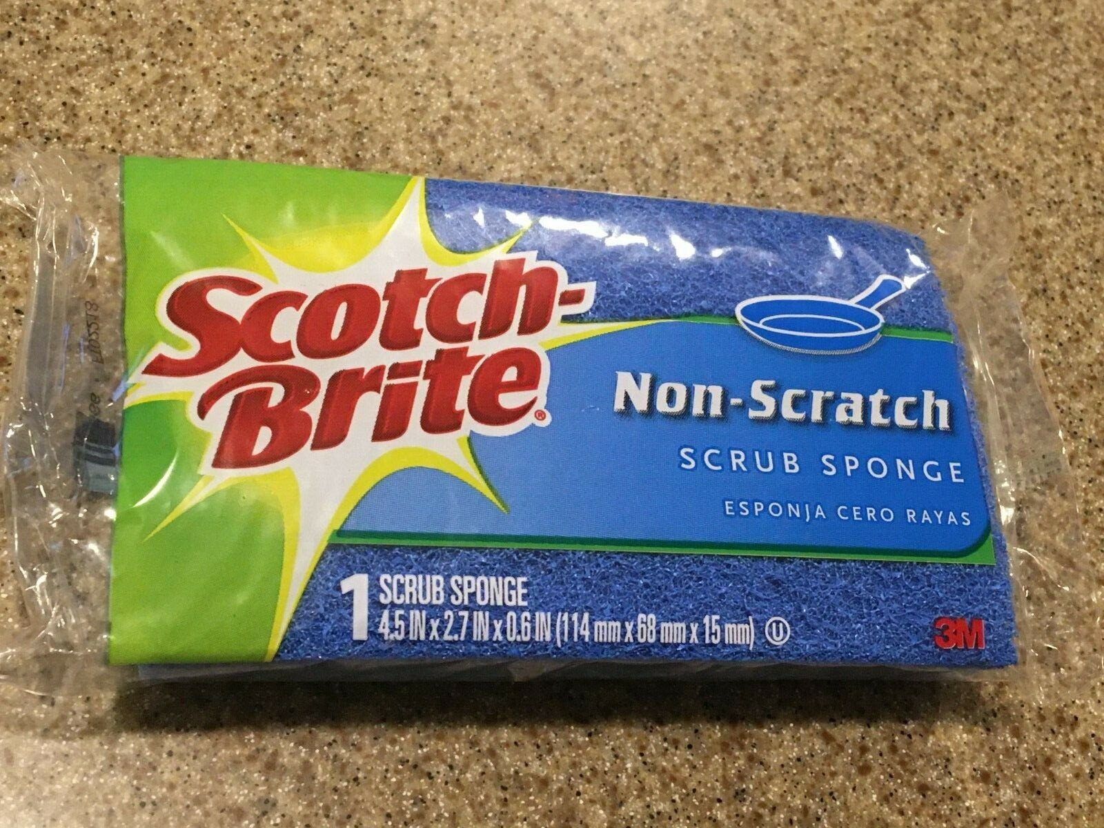 New ONE PACK ~ 3M Scotch-Brite Non-Scratch Scrub Sponge (4.5″ x 2.7″ x 0.6″)