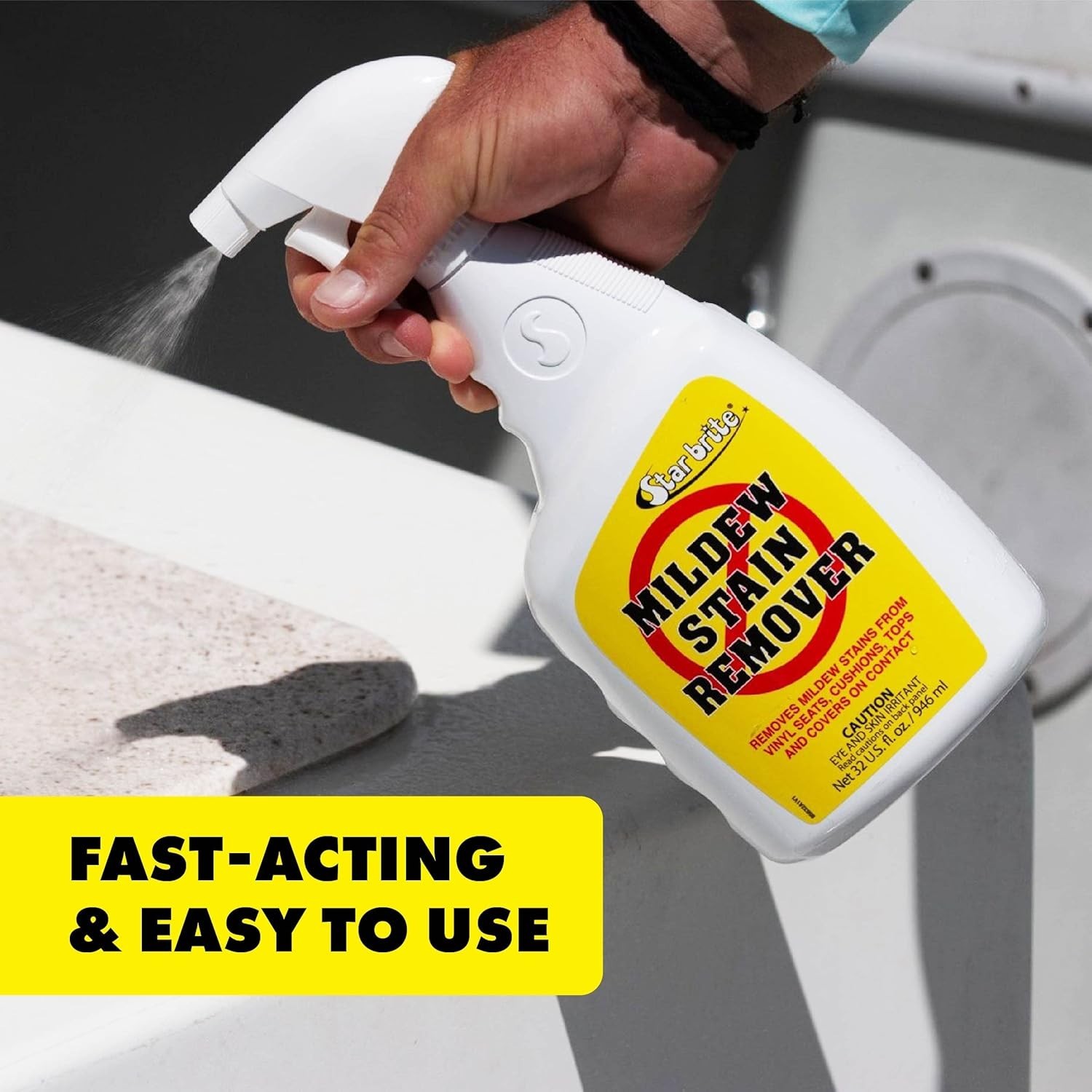 Mildew Mold Stain Remover Cleaner Spray 22oz Outdoor Marine Vinyl Plastic