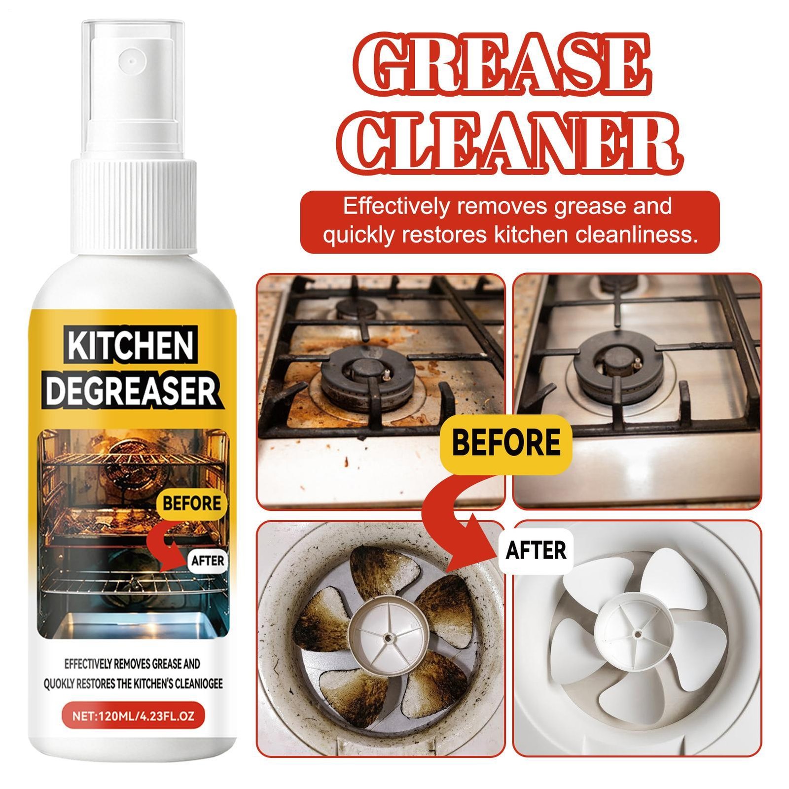Kitchen Degreaser Heavy Duty Cleaning Stain Remover 120ml Oven Grill Oil Cleaner