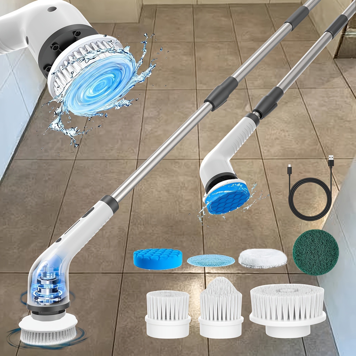 8 in 1 Electric Spin Scrubber for Bathroom, Tub, Tile, Kitchen FREE SHIPPING USA