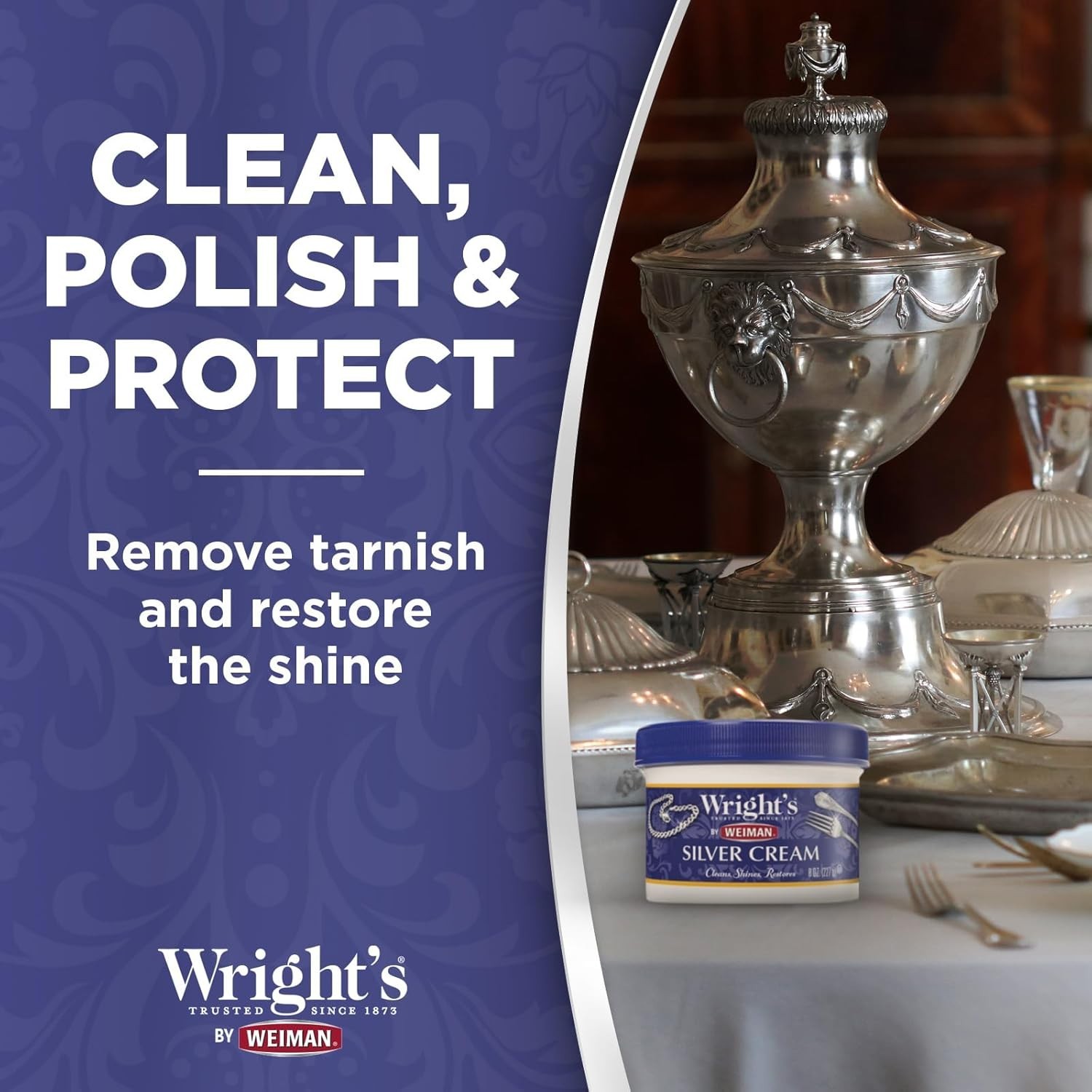 Wright’s Silver Cleaner and Polish Cream – 8 Ounce – Ammonia Free – Gently