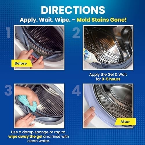 Mold Stain Remover Power Gel Cleaner for Front Loader Washing Machine Seal 7oz