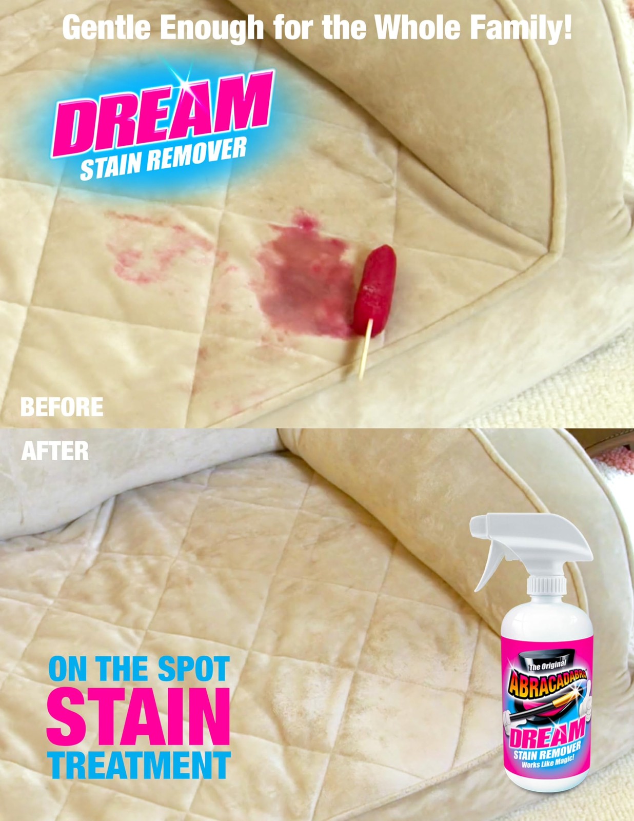 Stain Remover Spray – 16oz – Removes Food, Wine, Coffee Stains from Fabrics