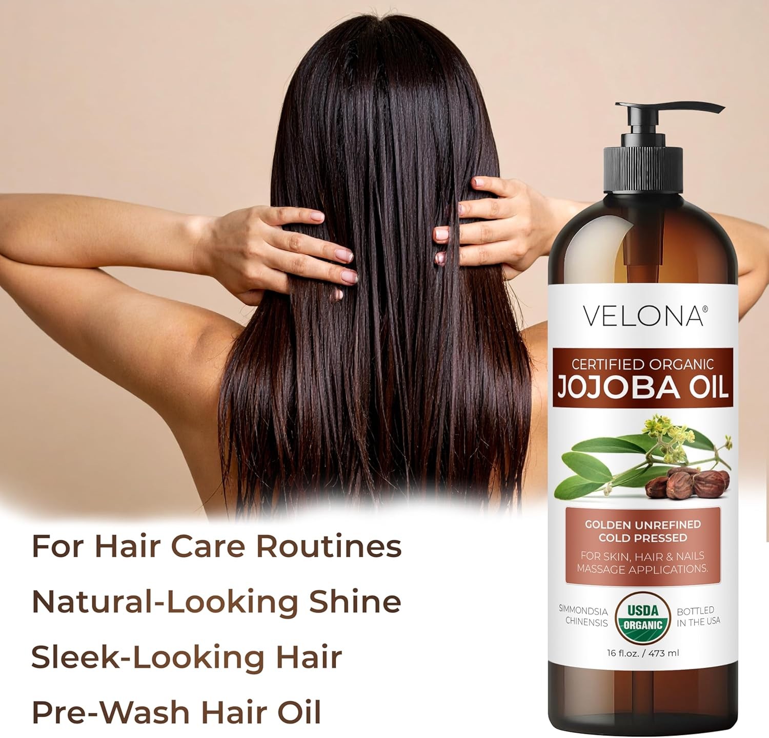 velona Jojoba Oil USDA Certified Organic – 64 Fl Oz | 100% Pure and Natural Ca