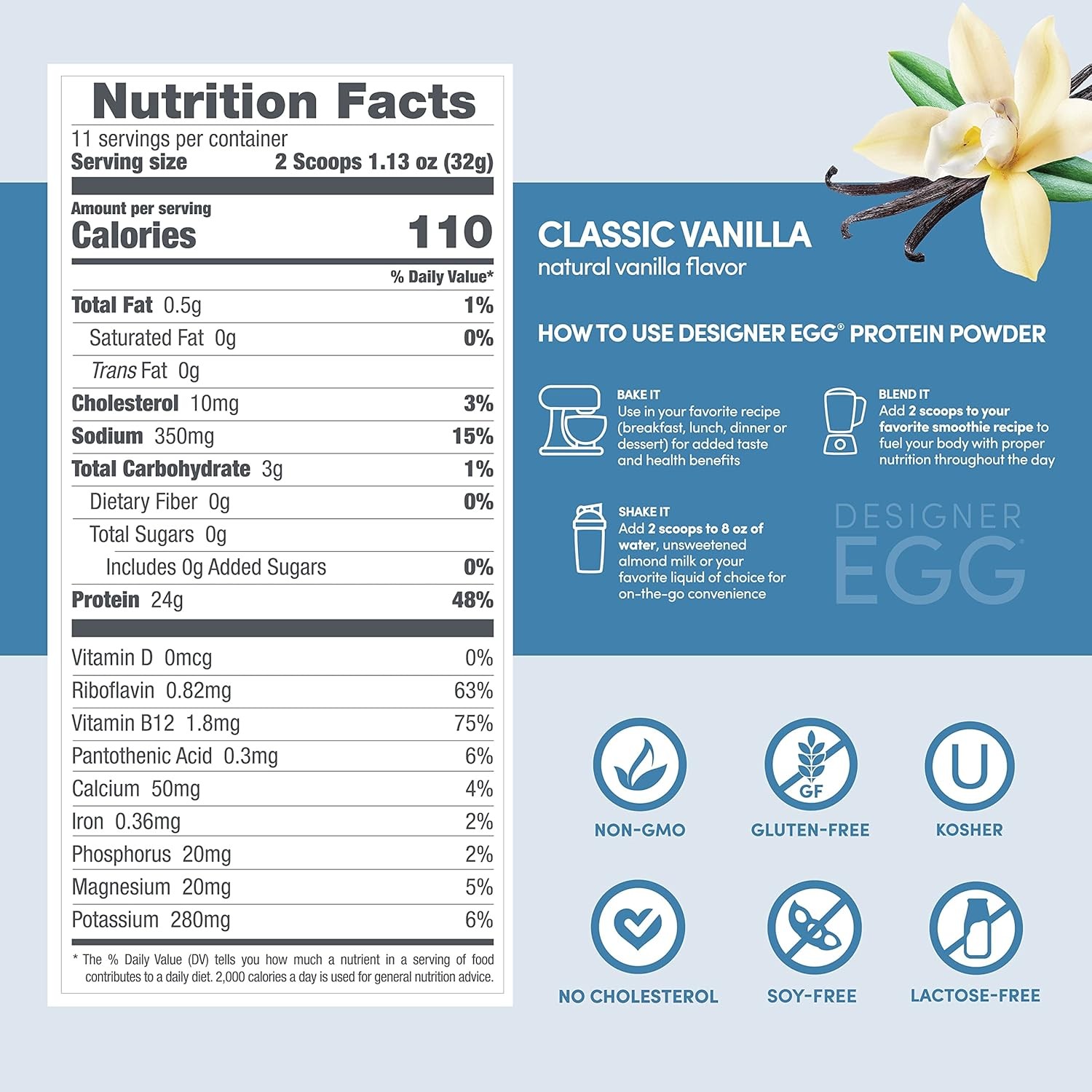 Designer Wellness, Designer Egg, Natural Egg Yolk & Egg White Protein Powder,