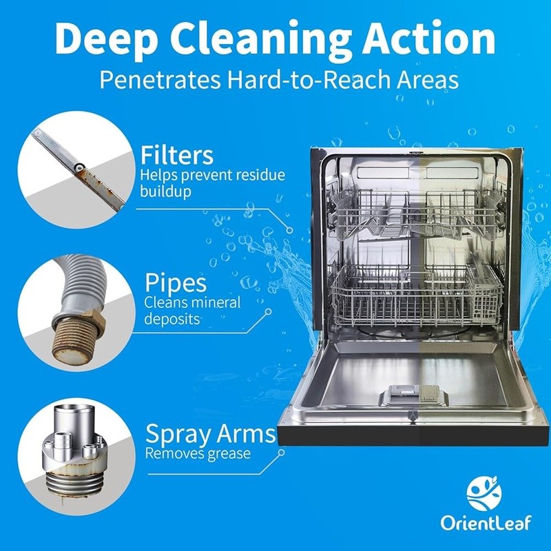 Dishwasher Cleaner Tablets Limescale Grease Remover Fresh Lemon Scent Easy Use