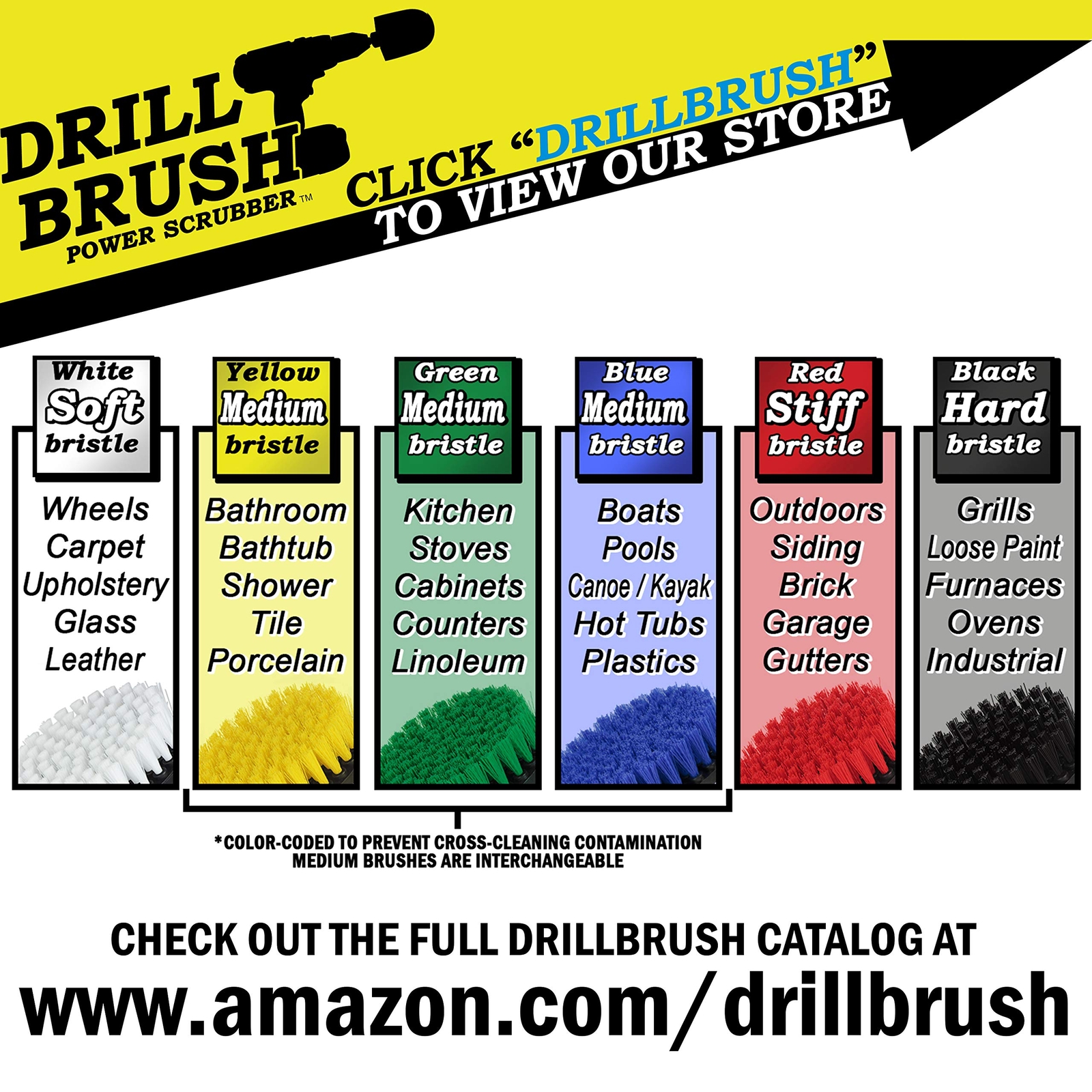 Drill Brush Attachment Bathroom Surfaces Tub Shower Tile And Grout All Purpose P