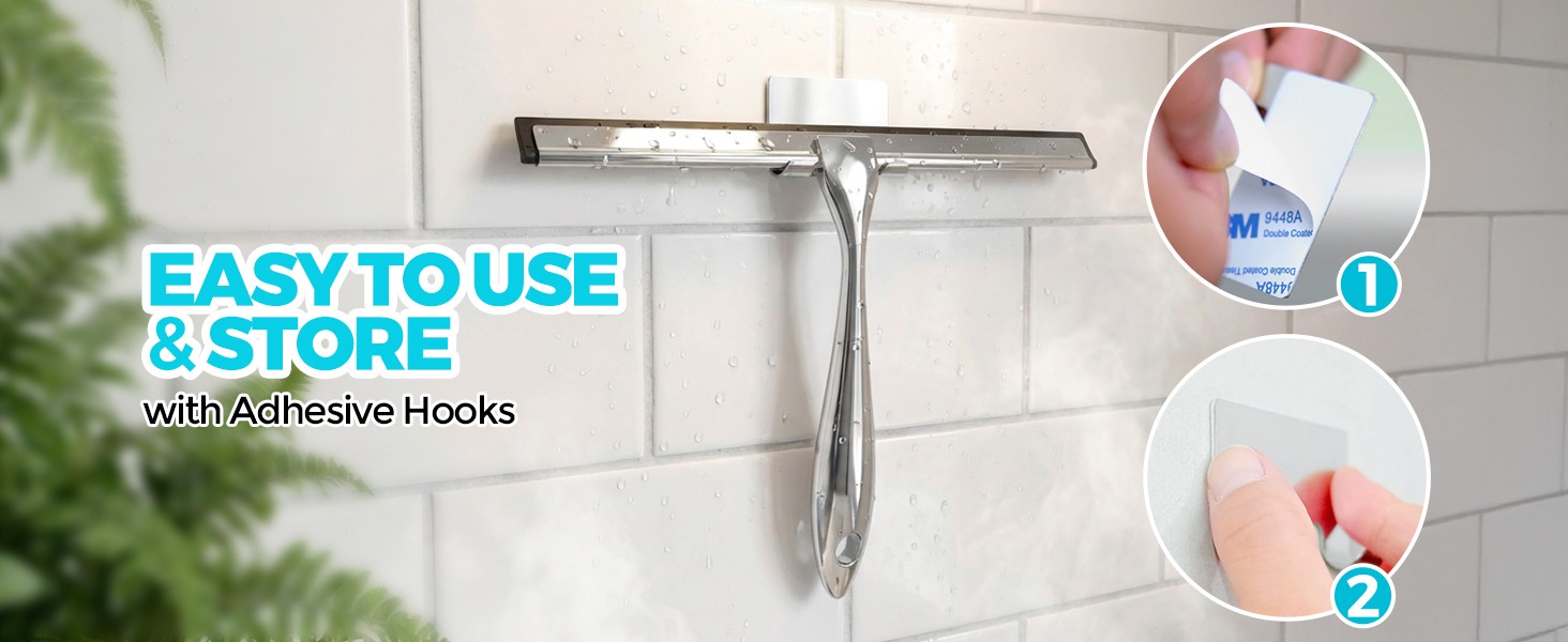 12-Inch All-Purpose Shower Squeegee for Shower Doors, Tile Shower Walls,