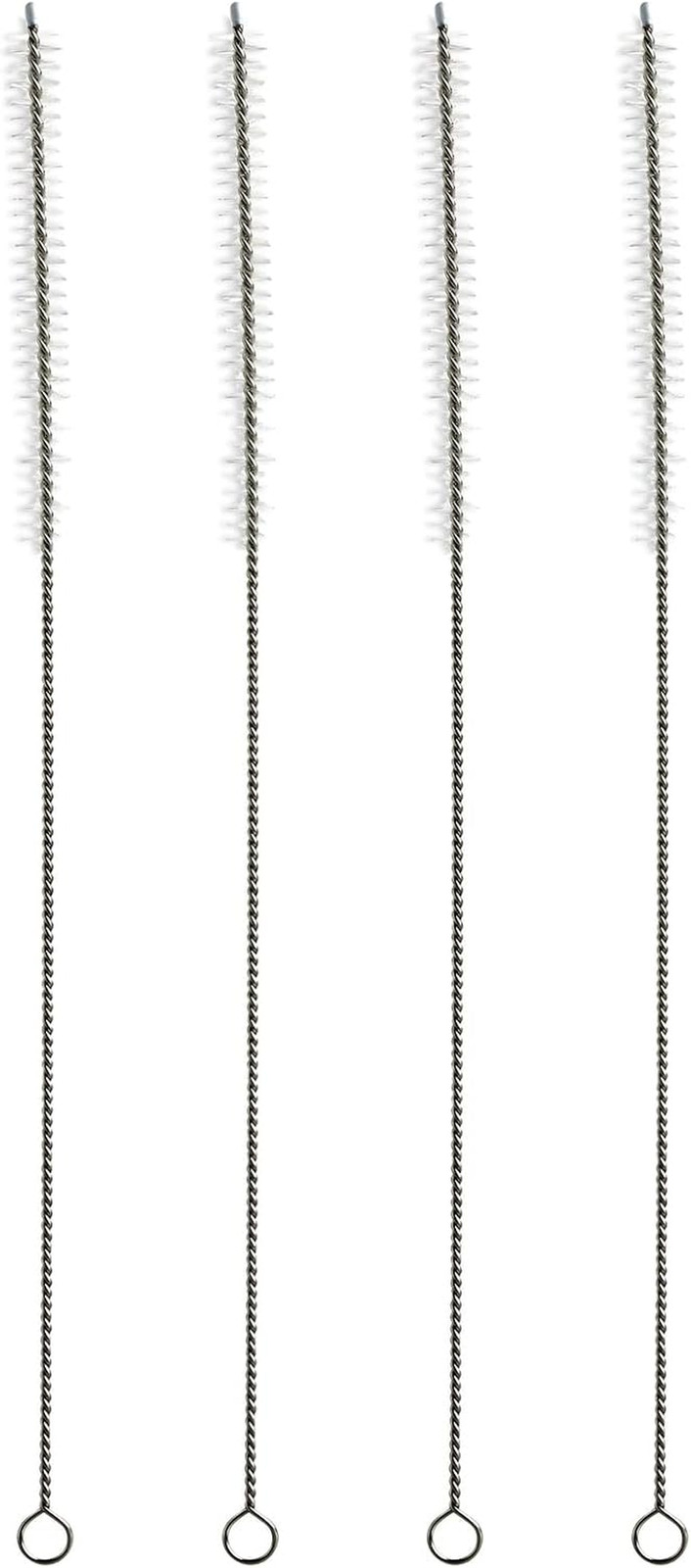 Stainless Steel Straw Cleaner Brushes 12In Silver White 4 Pack Flexible Nylon