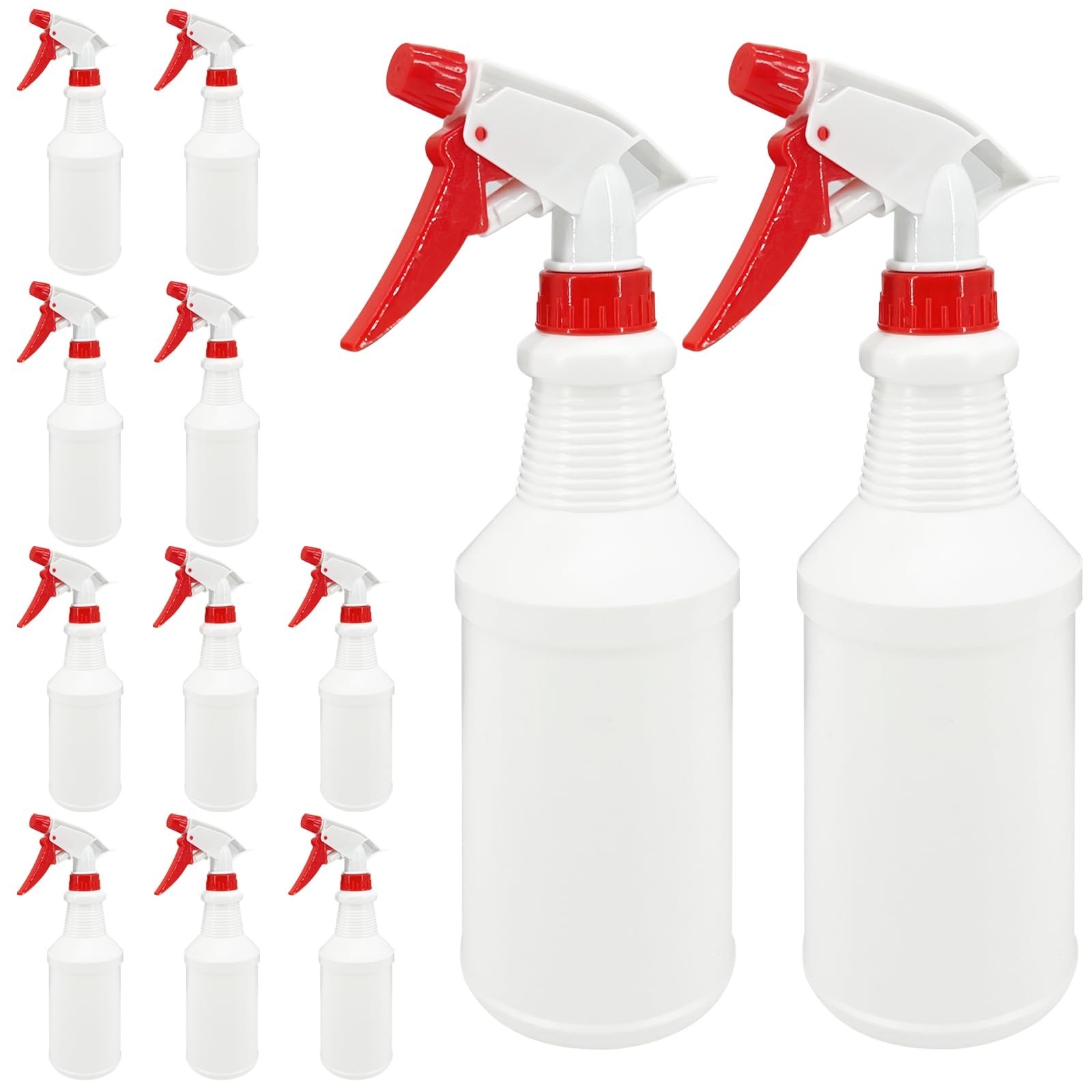 12 Pack 16 Oz Spray Bottles – Reusable Plastic Cleaning & Garden Spray Bottles