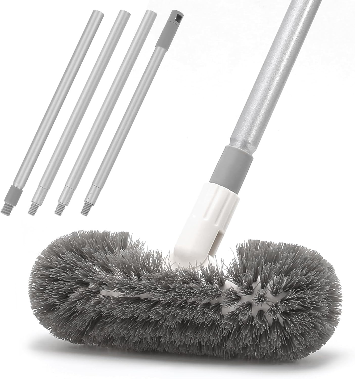 Deck Brush with 51″ Long Handle 360° Cylindrical Scrub Cleaner Tool for Cleaning