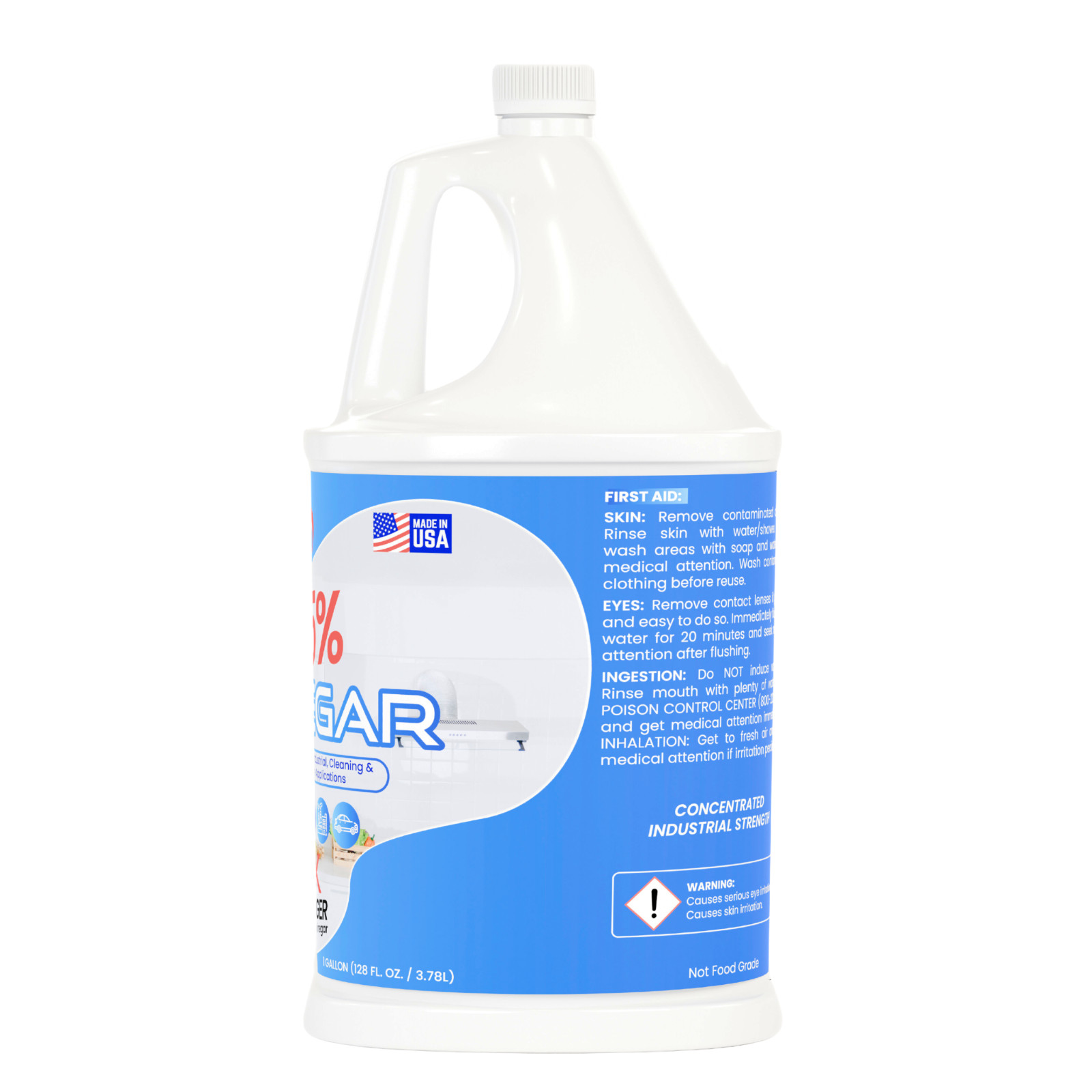 Super Concentrated USA 75% Pure Vinegar – Dilutes to 15 Gallons – 15x Power