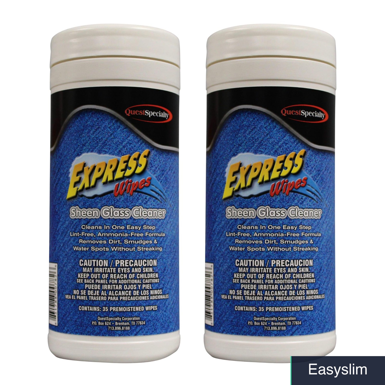 Glass Cleaner Wipes, 35-Count, Ammonia-Free, 2 Canisters Included
