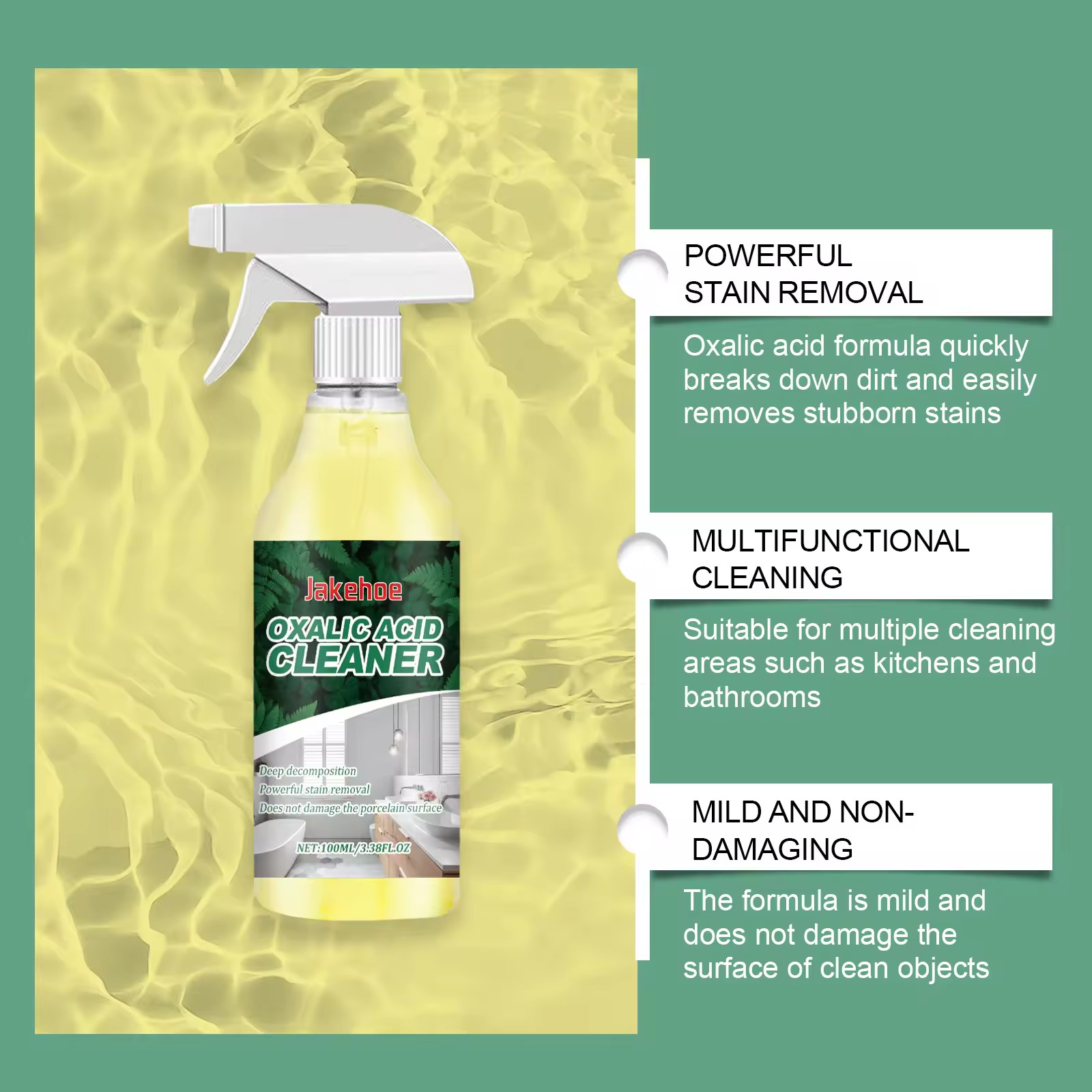 1~3 Pack Ox-alic Acid Cleaner Spray, Powerful Stain Removal for Toilet Bathroom