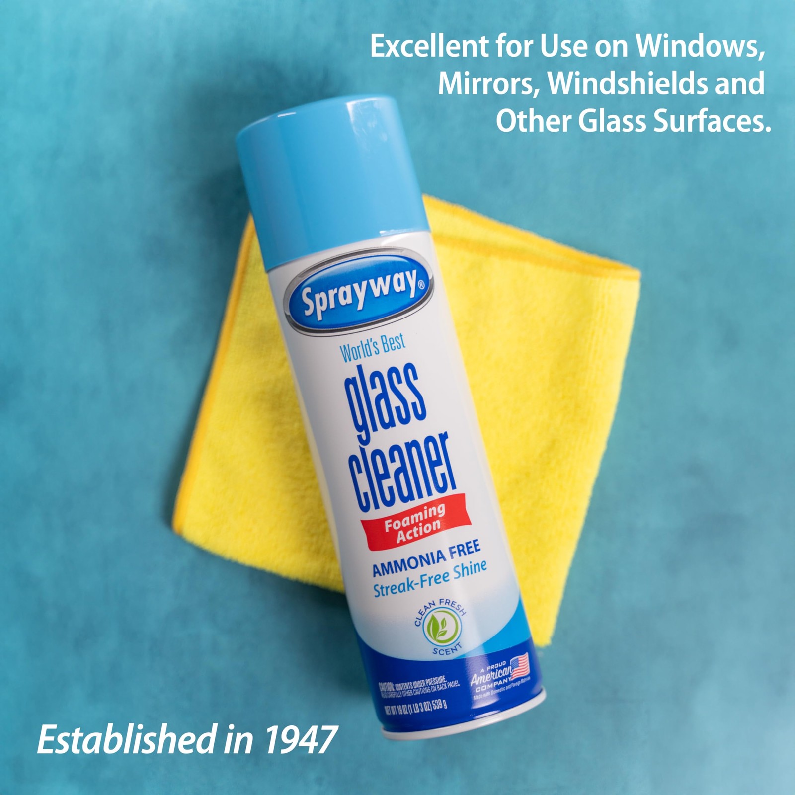 Sprayway Glass Cleaner Foaming Aerosol Spray, 19oz, Pack 19 Ounce (Pack of 2)