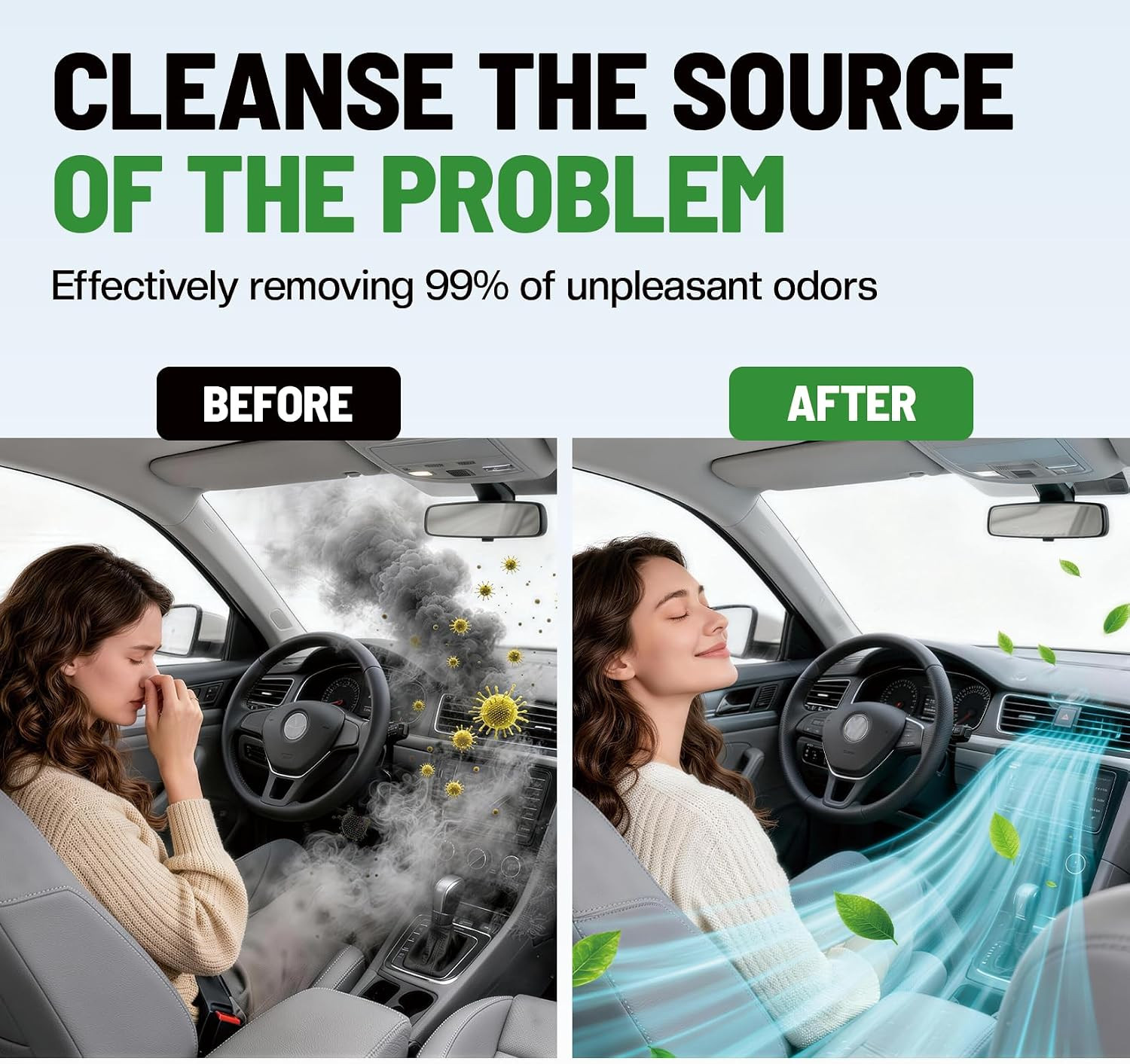 Odor Removal AC Coil Cleaner for Cars: Deep-Cleaning Foam for Evaporators, Remov