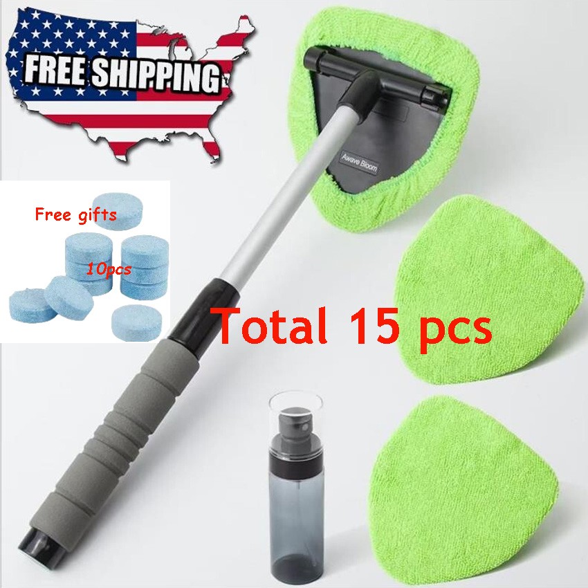 15x Windshield Cleaner Wand Microfiber Car Inside Window Cleaning Tool Anti Fog