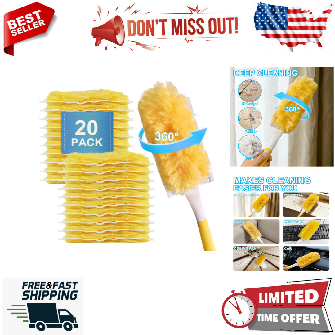 20 Pack Heavy Duty Duster Refills for ,Multi-Surface 360°(Handle is Not Include