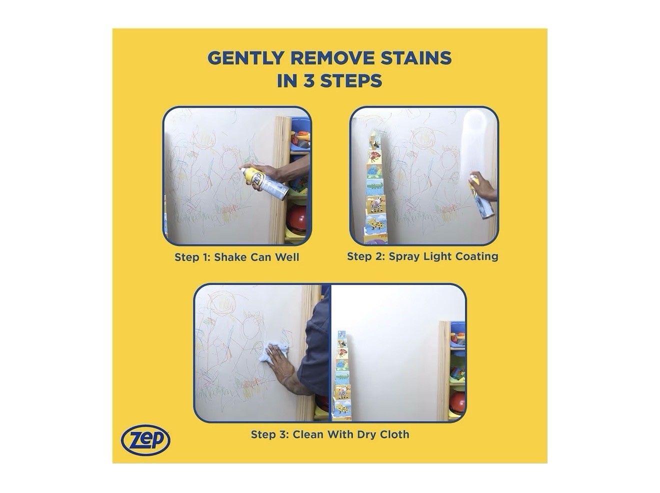Zep Foaming Wall Cleaner 18 oz Case of 3 New Removes Stains