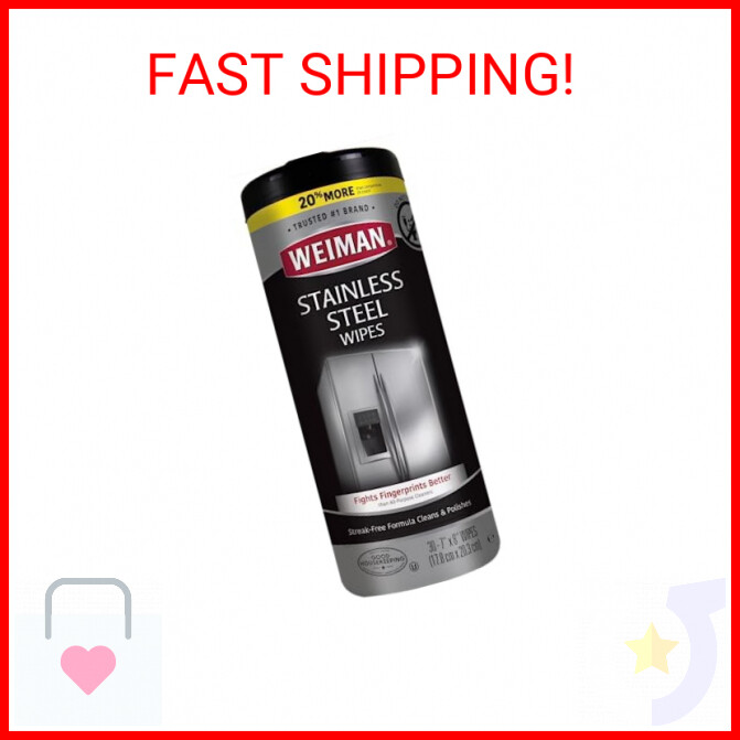 Stainless Steel Wipes – 30 Count (Pack of 1) | Weiman Products